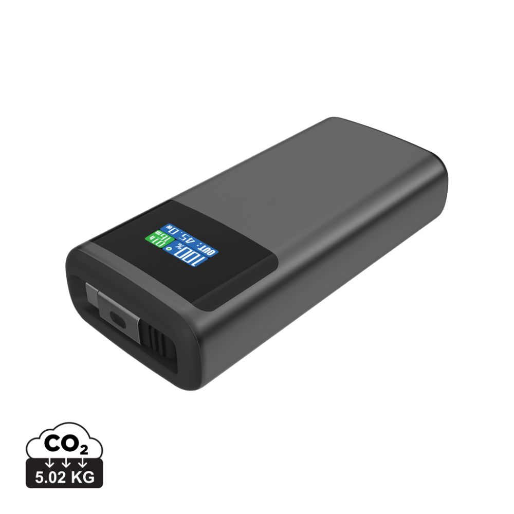 Powerbank Quantum RCS PD45W 10.000 mAh ar ekrānu un izvelkamu kabeli ar jūsu logo