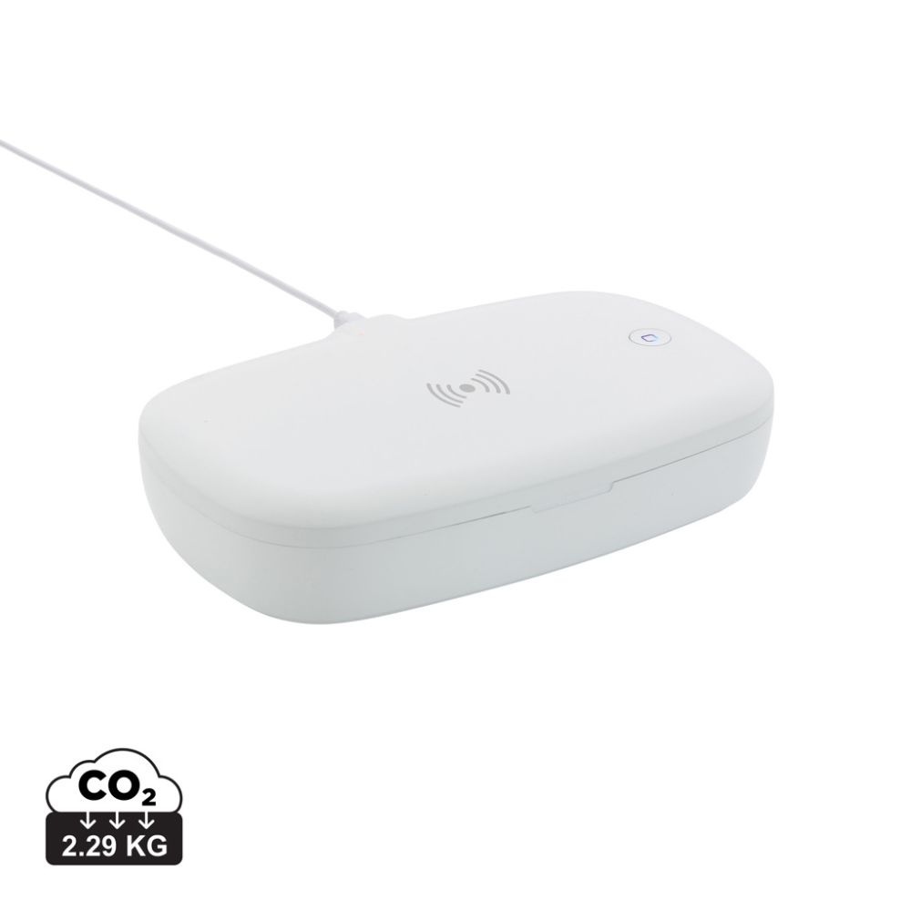 UV-C steriliser box with 5 W wireless charger, two cleaning modes, with your logo