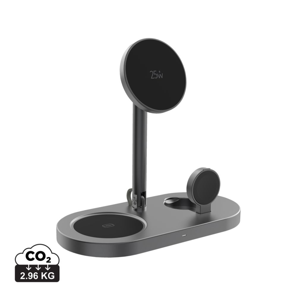 Magnetic desk wireless charger Quantum RCS 3-in-1 25 W with your logo