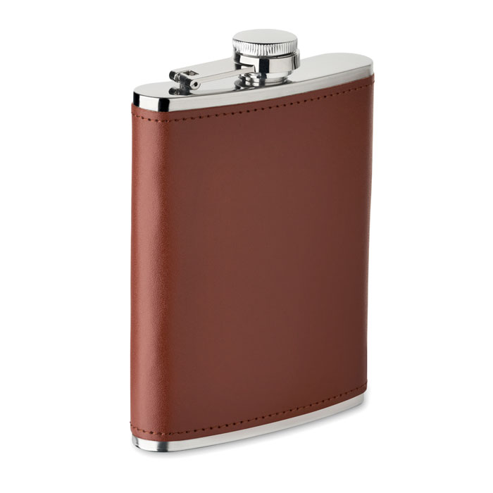 Slim hip flask SLIMMY 200 ml with PU cover and your logo