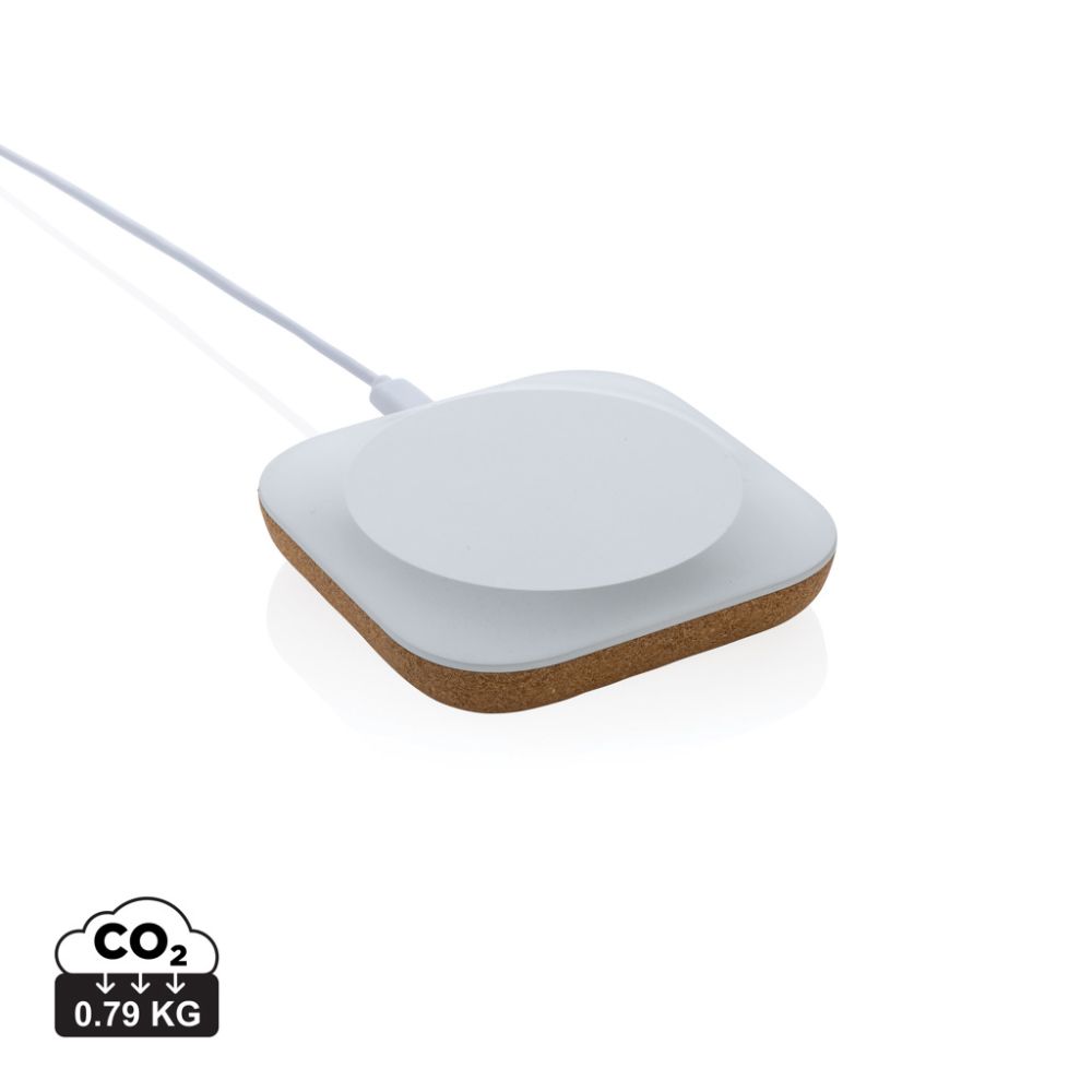 Wireless charger Oregon 10W made of recycled ABS and cork with your logo