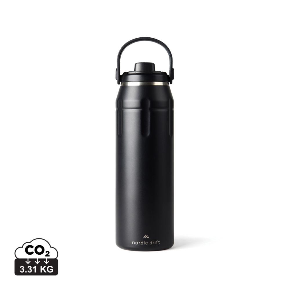 Sporta pudele Nordic Drift Trail no pārstrādāta tērauda 940 ml ar jūsu logo