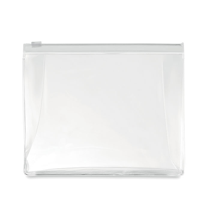 PVC cosmetic pouch COSMOBAG with zip, translucent white, with your logo