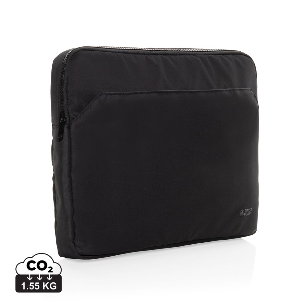 Laptop sleeve Swiss Peak Aware™ RPET Essential 15.6" with front pocket and your logo