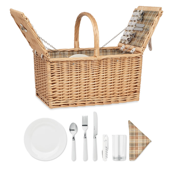 Wicker picnic basket MIMBRE PLUS for 4 people with your logo