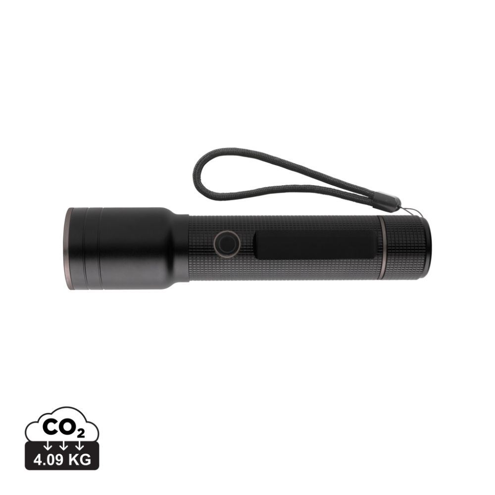 Rechargeable torch GearX P513.93 in recycled aluminium, 1500 lumen, with your logo
