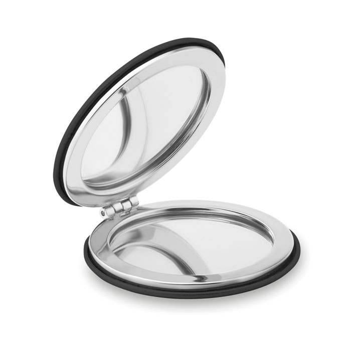 Apaļš dubultspogulis GLOW ROUND ar PU apvalku ar jūsu logo