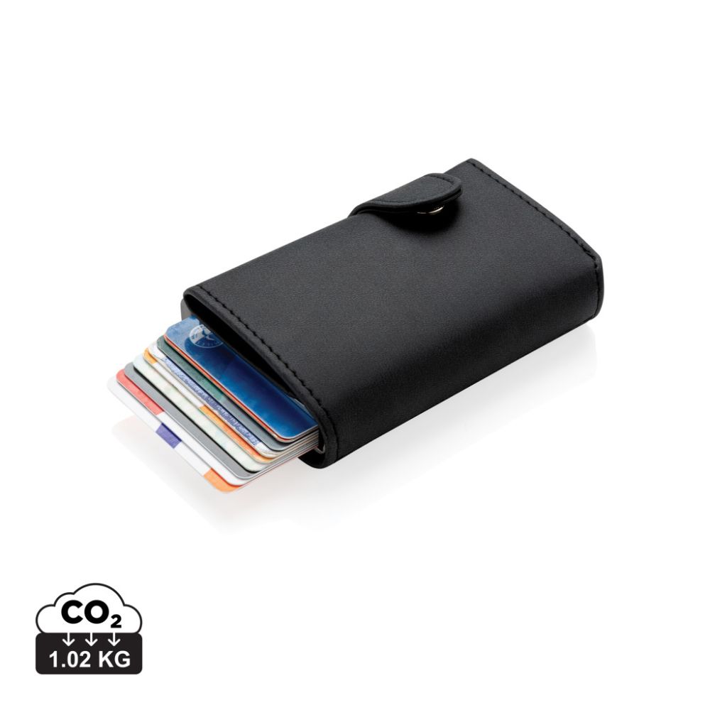Aluminium RFID cardholder P850.34 with PU wallet and side slider, with your logo
