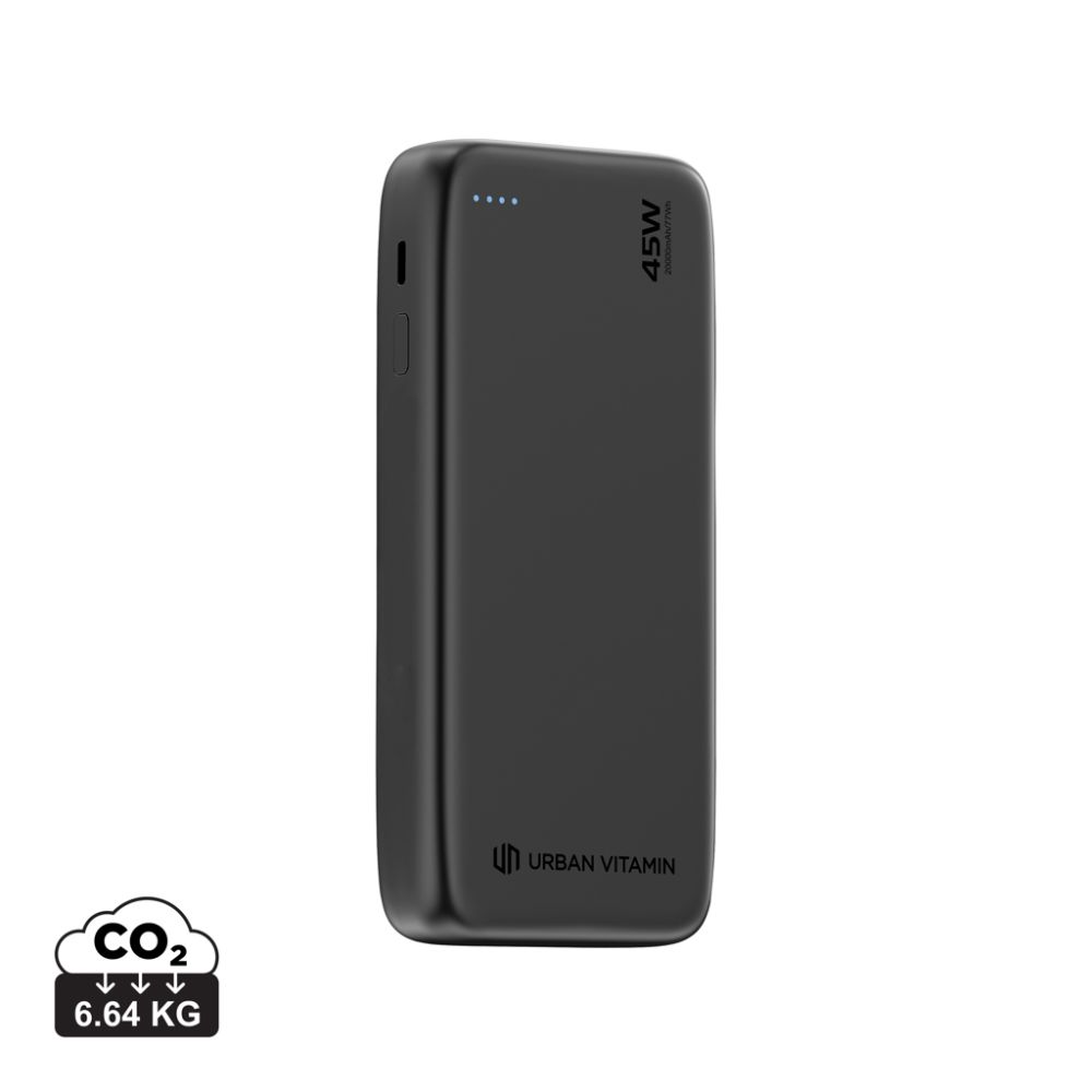 Urban Vitamin San Mateo 45W 20,000 mAh power bank with built-in cable and your logo