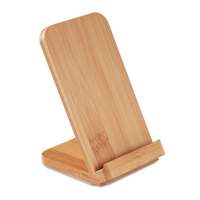 Wireless charger WIRESTAND in bamboo casing with stand function with your logo