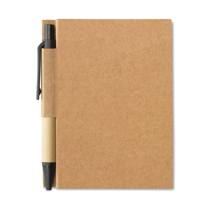 Recycled paper notebook CARTOPAD with pen, casebound, with your logo