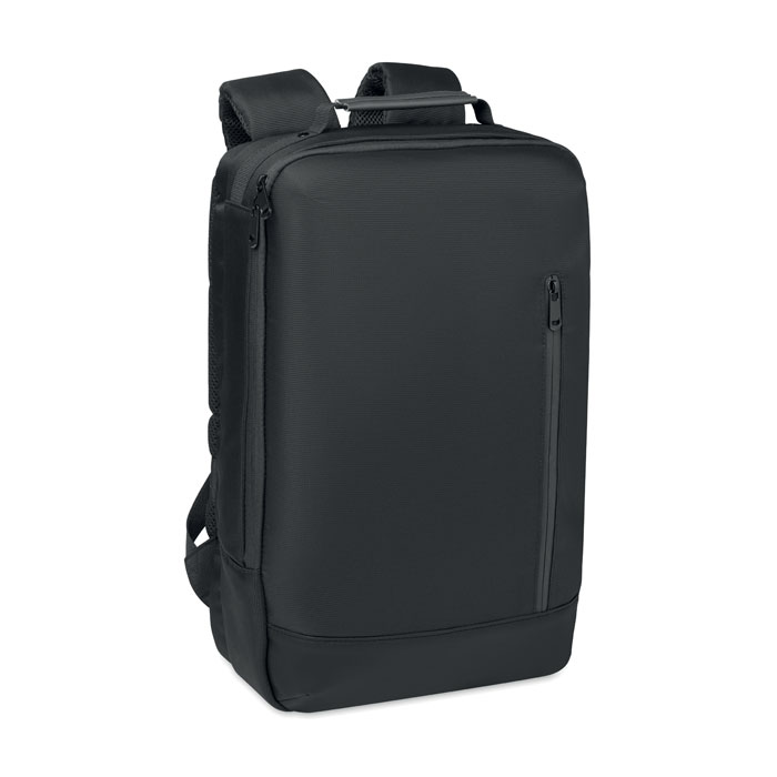 BOSTON laptop backpack, 15 L jacquard with PU details, with your logo