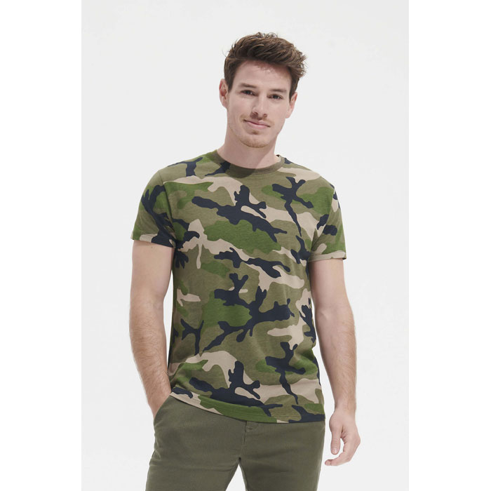 Vīriešu T-krekls CAMO MEN no 100% kokvilnas ar kamuflāžas rakstu un jūsu apdruku