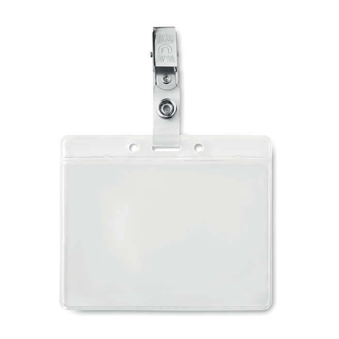 PVC vārda kartītes turētājs CLIPBADGE ar metāla skavu ar jūsu logo