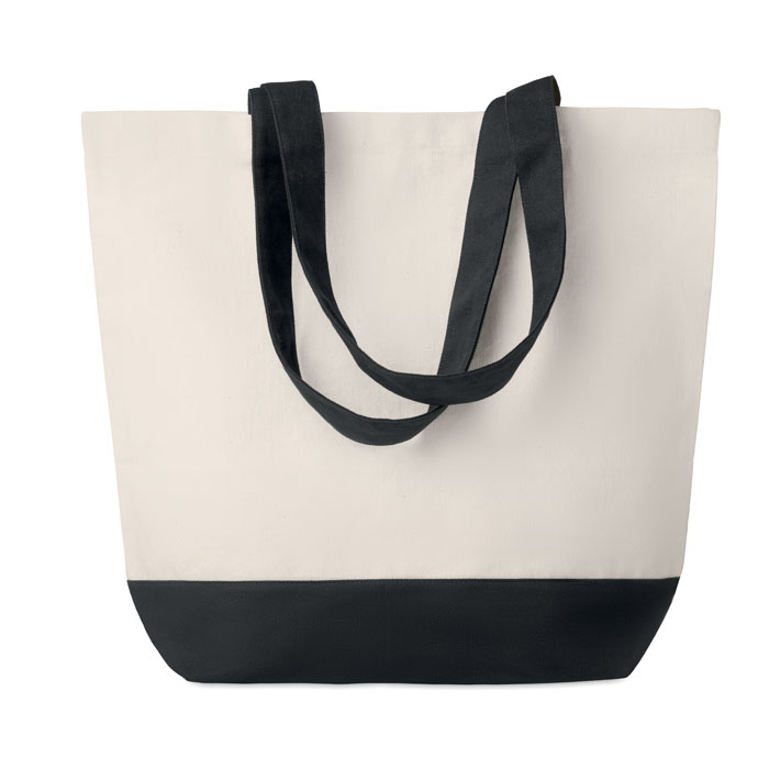 KLEUREN BAG canvas beach bag with coloured base and handles, with your logo