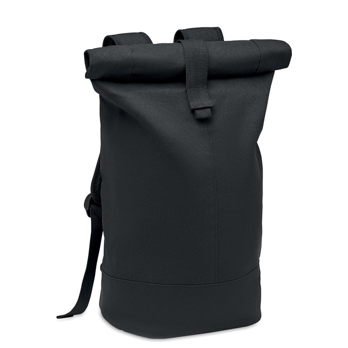 Rolltop backpack ZURICH ROLL in washed canvas with padded back with your logo