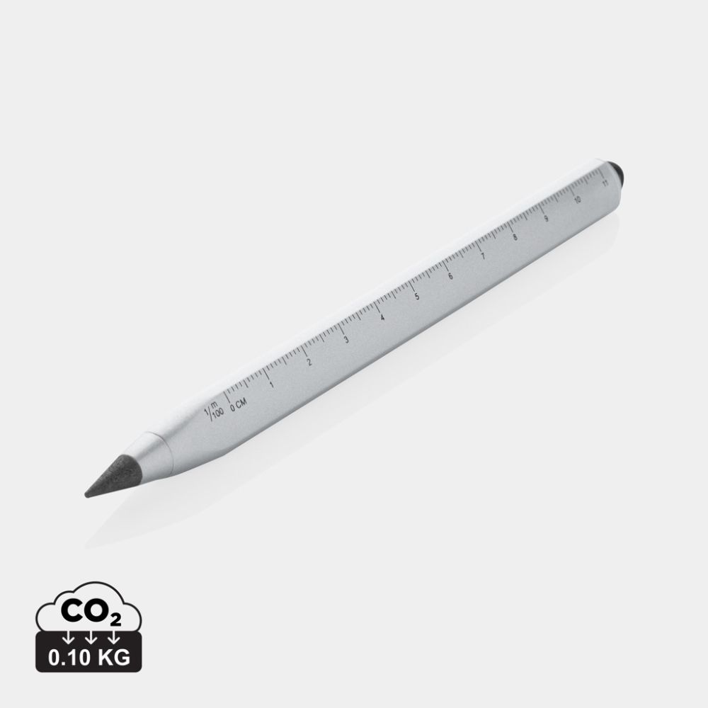 Eon multitasking pen in recycled aluminium with infinity graphite tip, with your logo