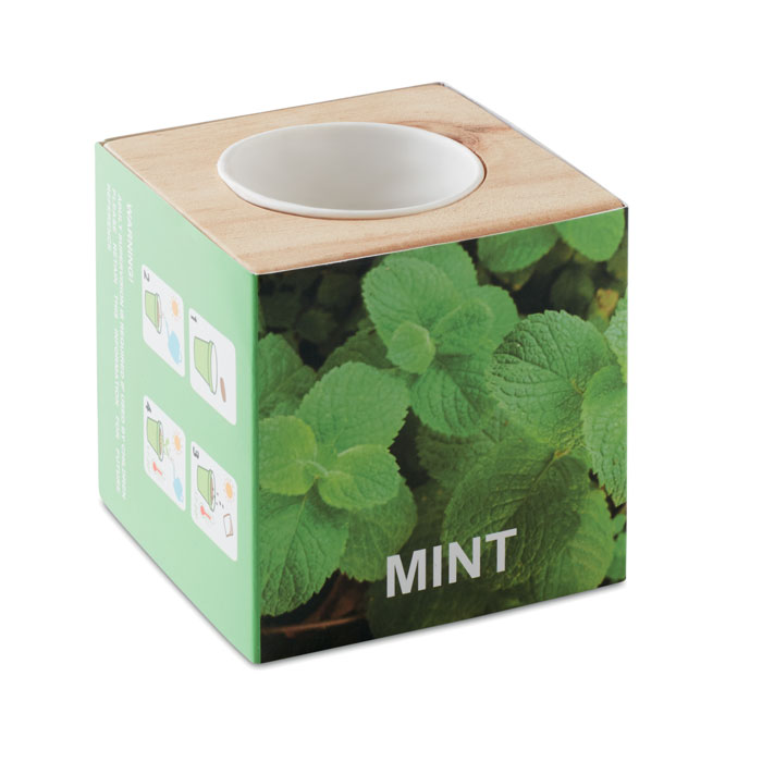 Piparmētru podiņš MENTA koka kastītē ar jūsu logo