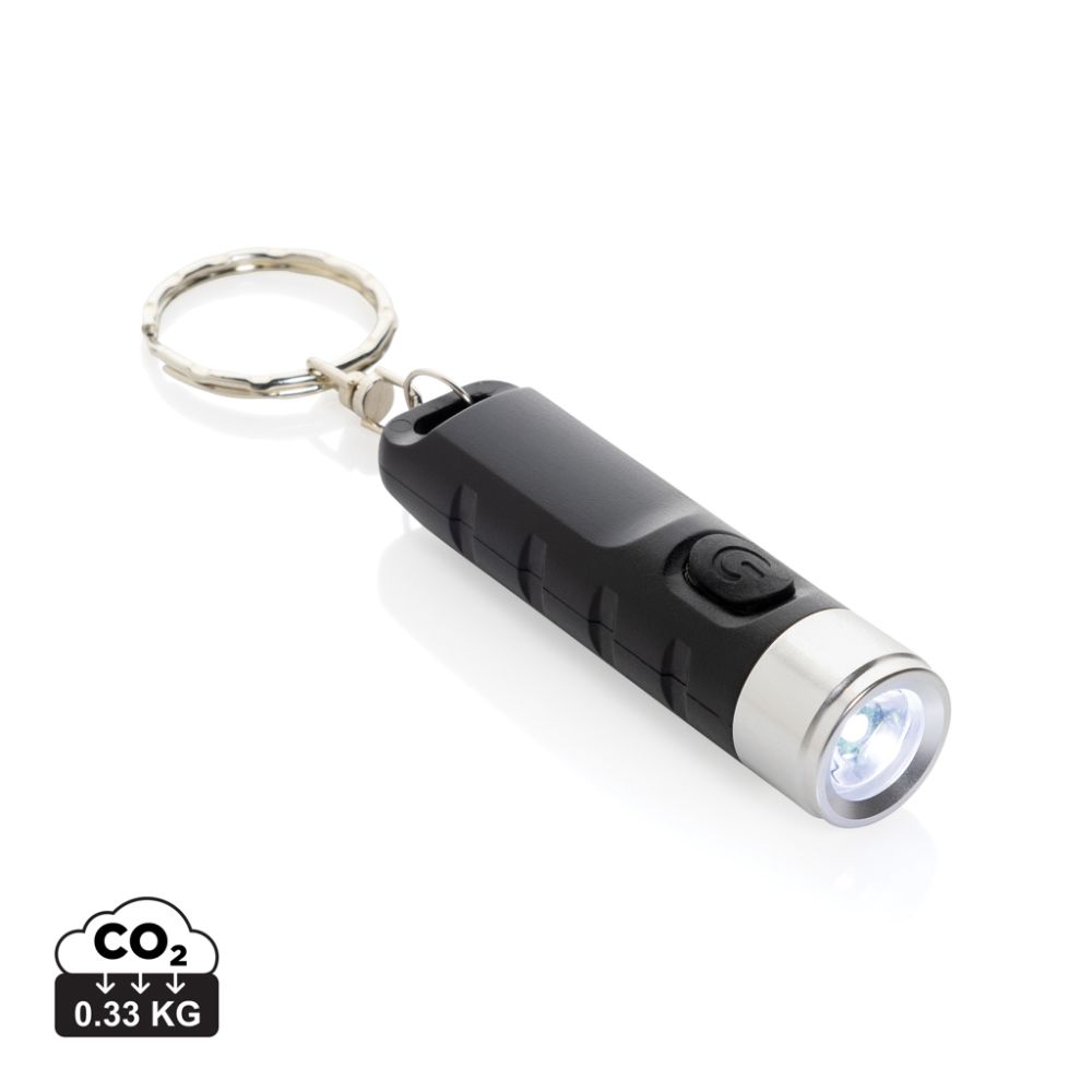Globix recycled ABS USB rechargeable keychain torch with your logo