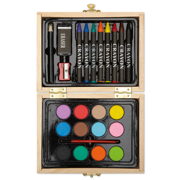 Mini gleznošanas komplekts BEAU koka kastē ar jūsu logo