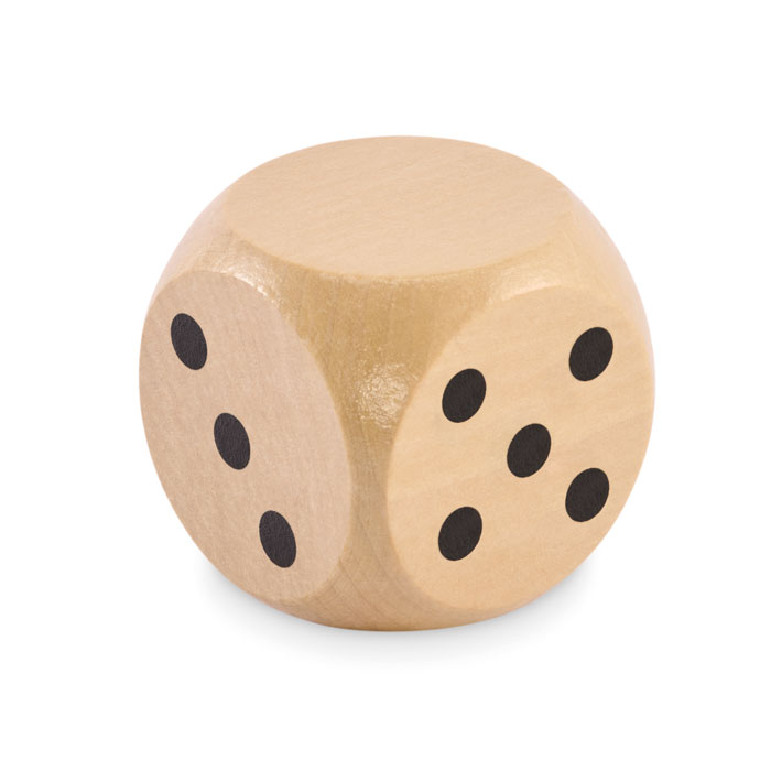 Wooden dice DADO in schima wood, 5 cm, with your logo