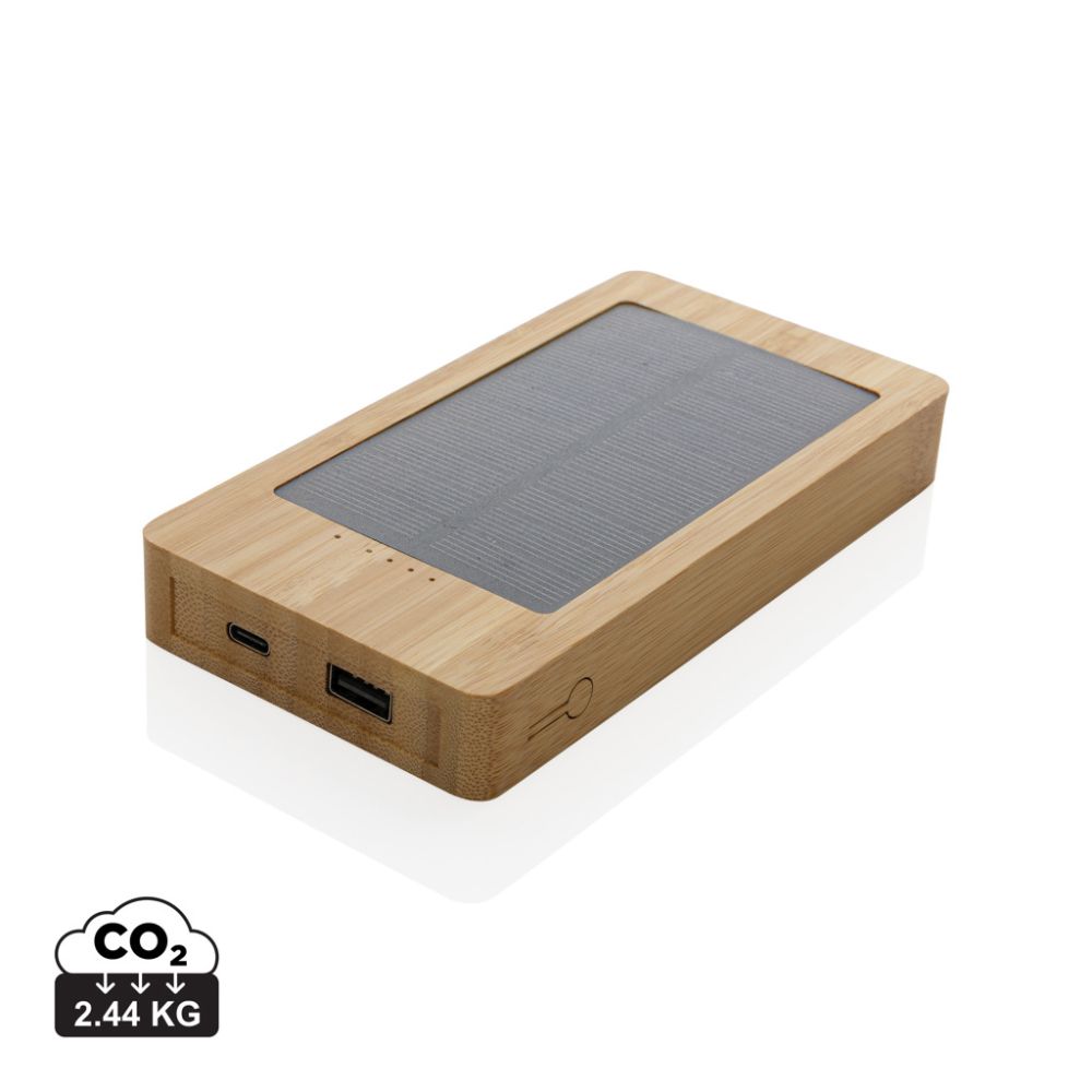 Sunwick 10.000 mAh bamboo solar powerbank with FSC® casing, with your logo