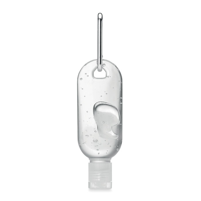 Hand cleanser gel GEL2GO 30 ml, refillable bottle with carabiner and your logo