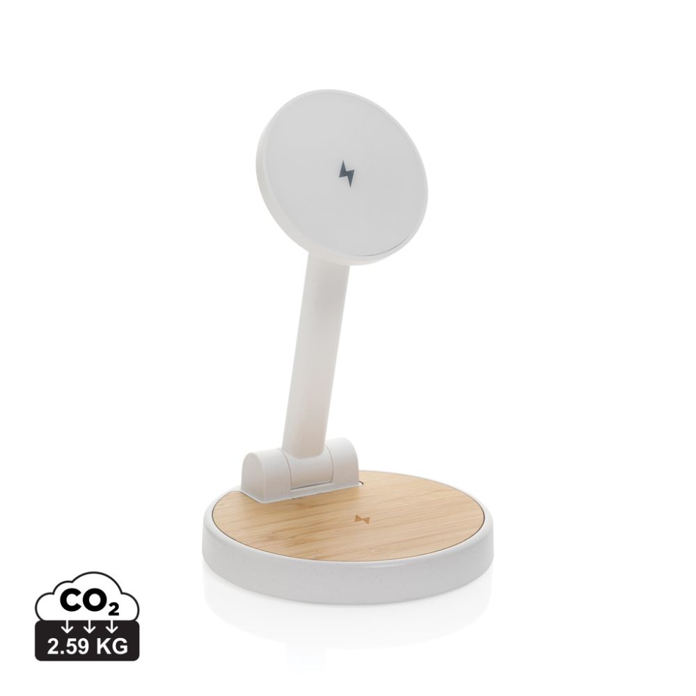 Ontario 2 in 1 15 W magnetic wireless charger in RCS recycled ABS with your logo