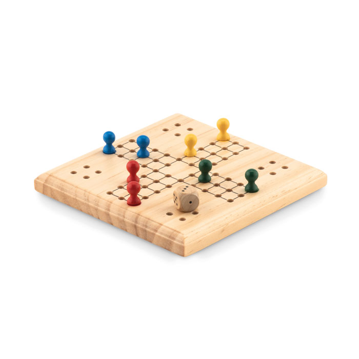 Koka galda spēle LUDO kompaktā komplektā ar jūsu logo