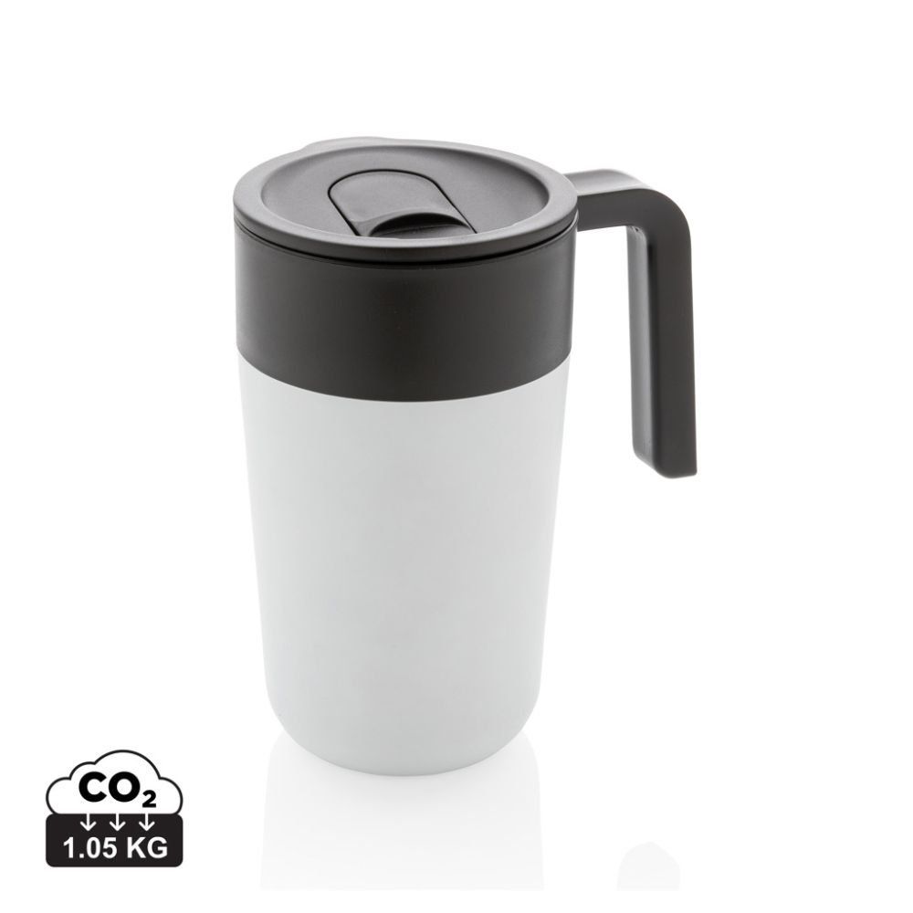 Krūze ar rokturi GRS no pārstrādāta PP un nerūsējošā tērauda 480 ml ar jūsu logo