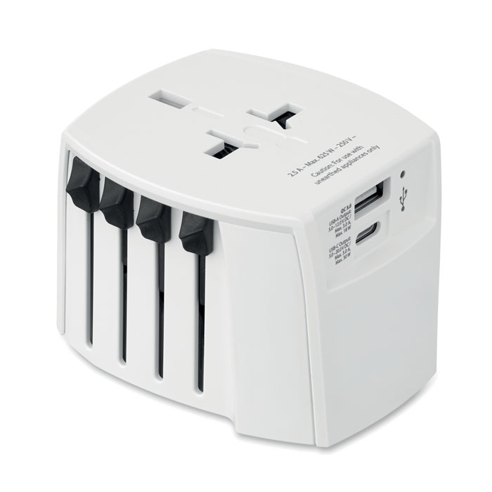 Travel adapter SKROSS® MUV USB AC30 PD with USB-A and Type-C, with your logo