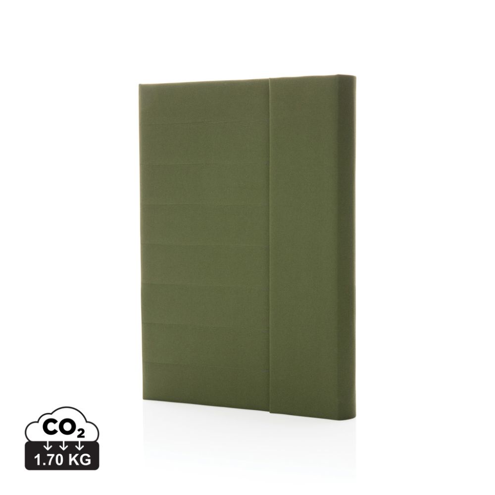 Impact Aware™ A5 rPET portfolio with notebook and magnetic closure, with your logo