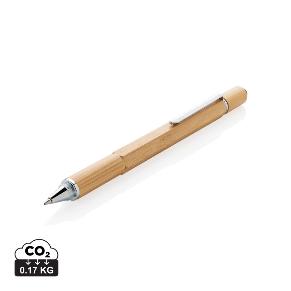 Daudzfunkciju pildspalva Bamboo 5-in-1 toolpen no bambusa ar jūsu logo