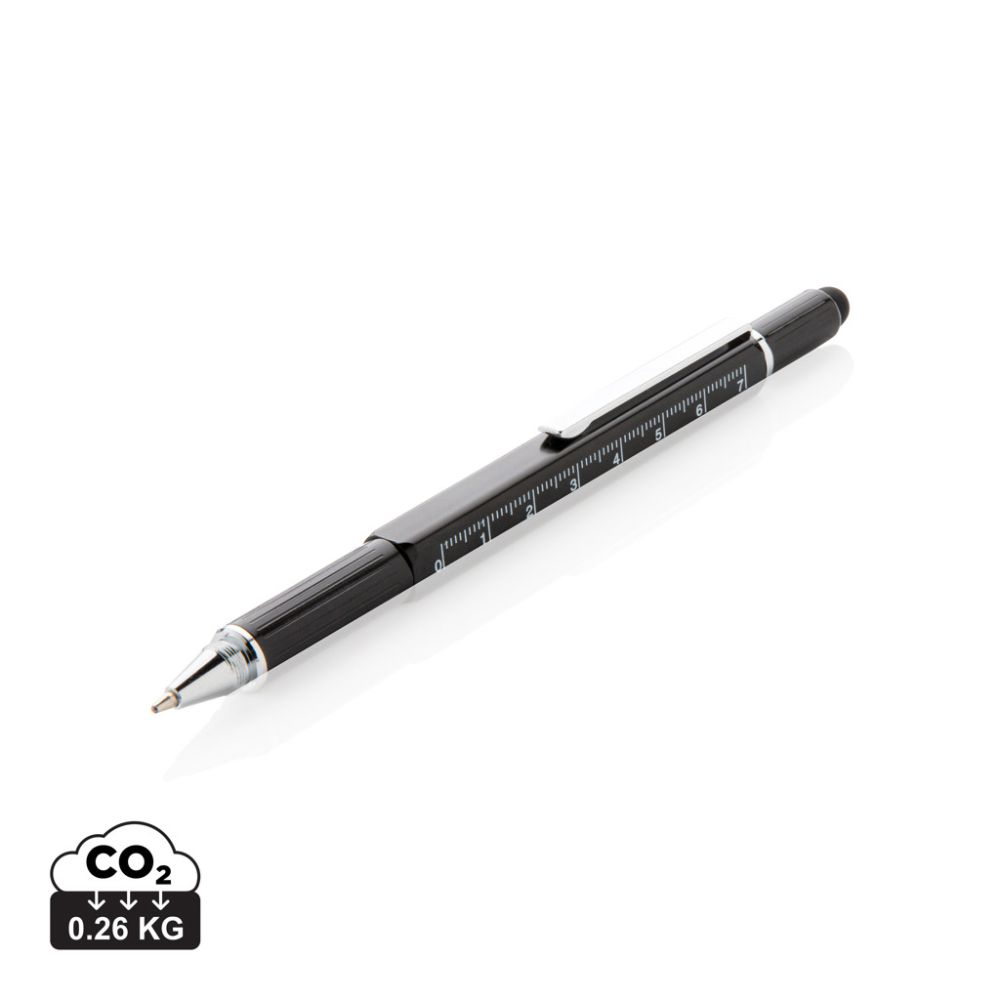 Daudzfunkciju pildspalva 5-in-1 toolpen no alumīnija ar jūsu logo