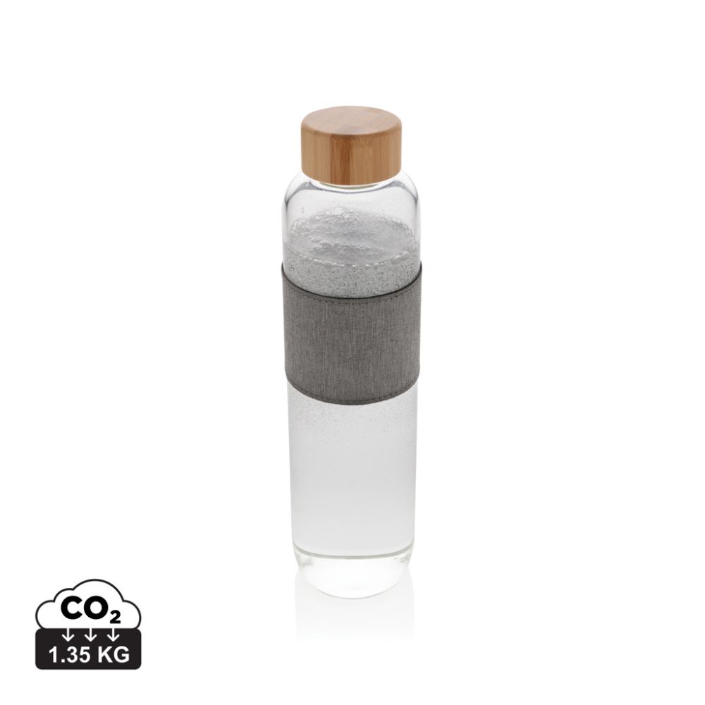 Borosilikāta stikla pudele Impact ar bambusa vāciņu 750 ml ar jūsu logo