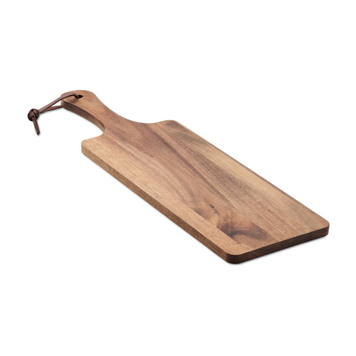 Acacia wood serving board CIBO with handle and PU cord with your logo