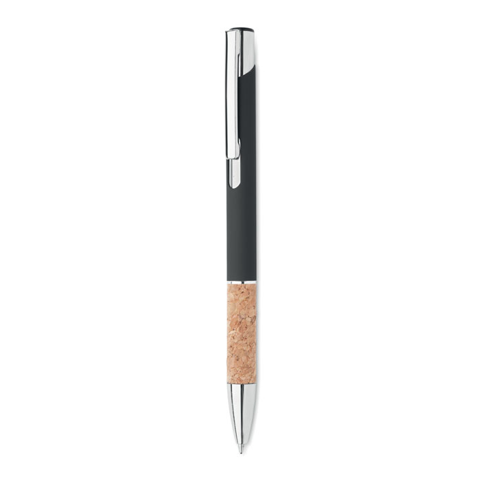 Aluminium push button pen VERIA with cork grip and your logo