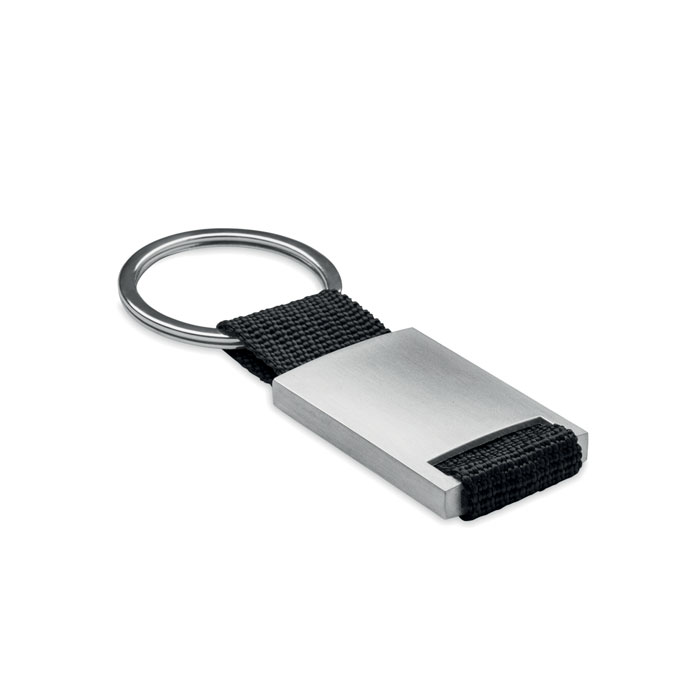 Metal key ring TECH with coloured webbing and gift box, with your logo