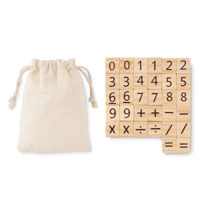 Wooden counting game EDUCOUNT in a cotton pouch with your logo