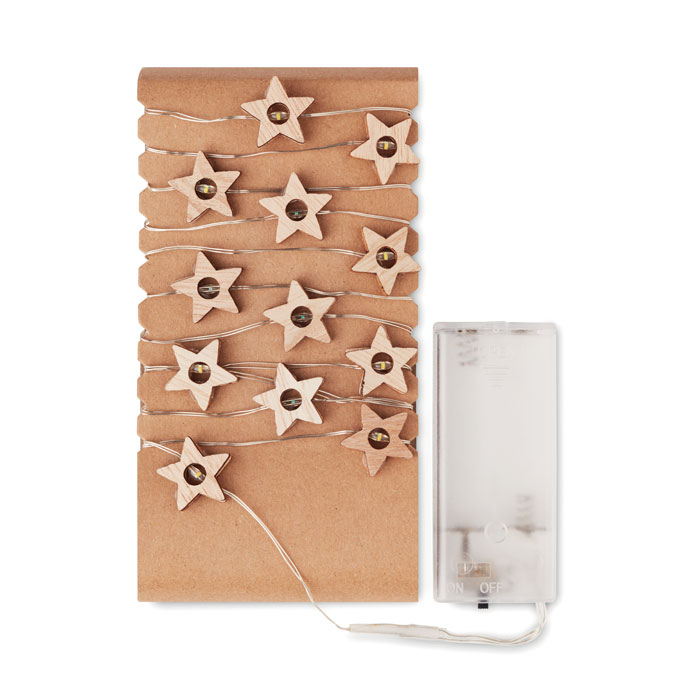 MILKY WAY LED string lights with 20 wooden stars with your logo