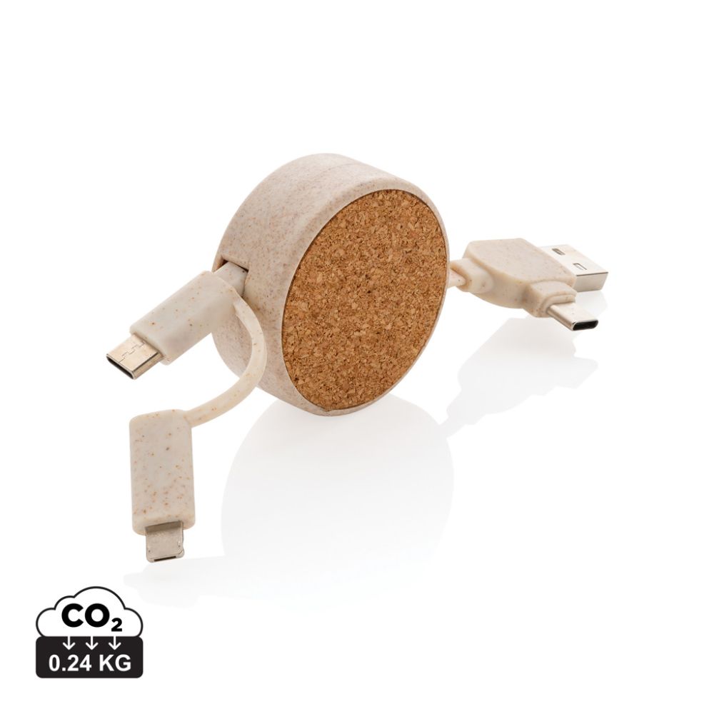 Izvelkams 6 vienā kabelis Cork and Wheat no korķa un kviešu salmiem ar jūsu logo