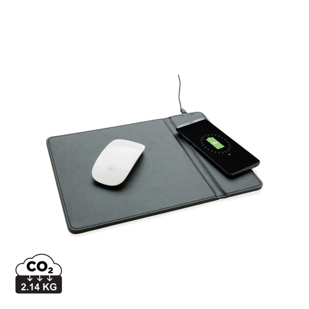 Mousepad with 5W wireless charging, PU surface, with your logo