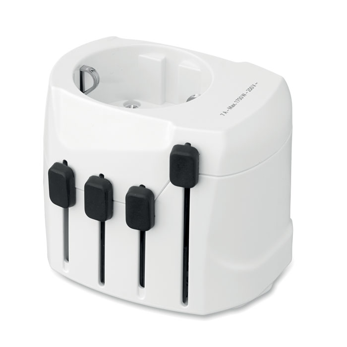 Travel adapter SKROSS® PRO 3-POLE with earthing for four regions, with your logo