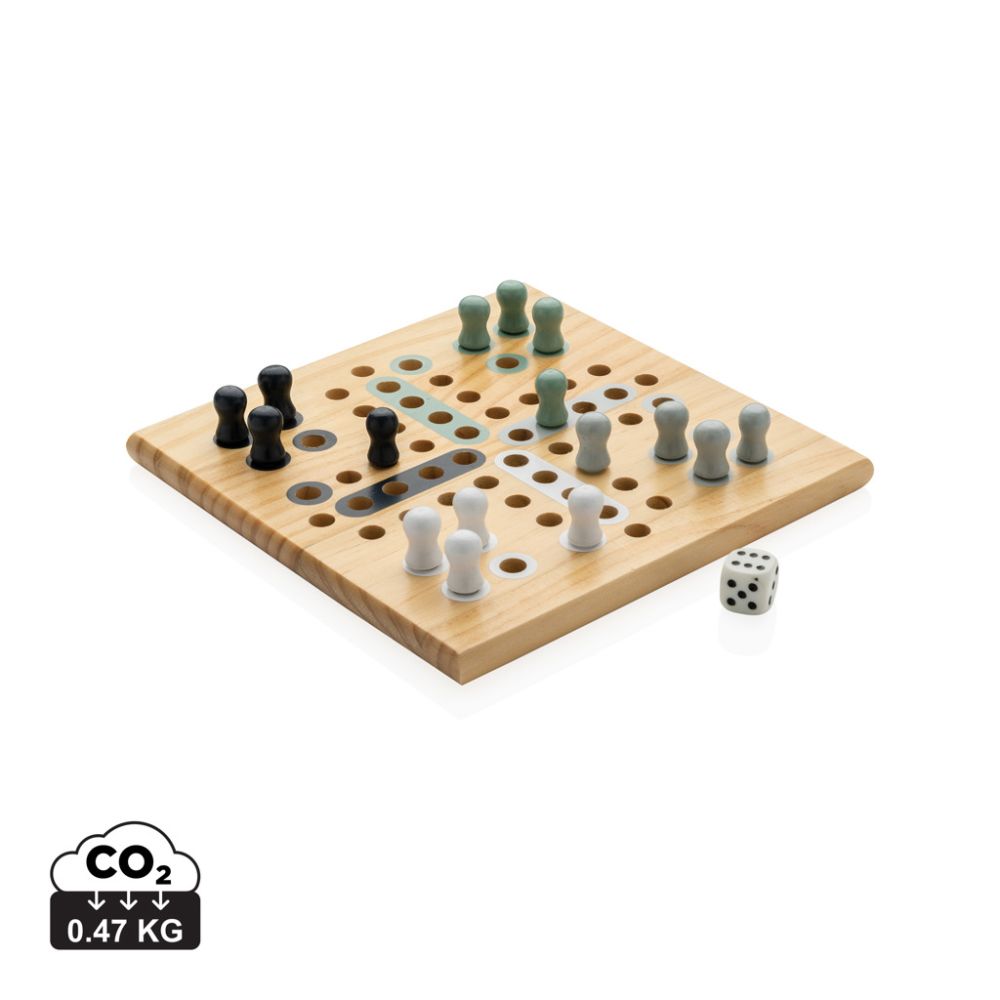 Koka galda spēle Ludo Claire ar FSC® kartona kasti ar jūsu logo
