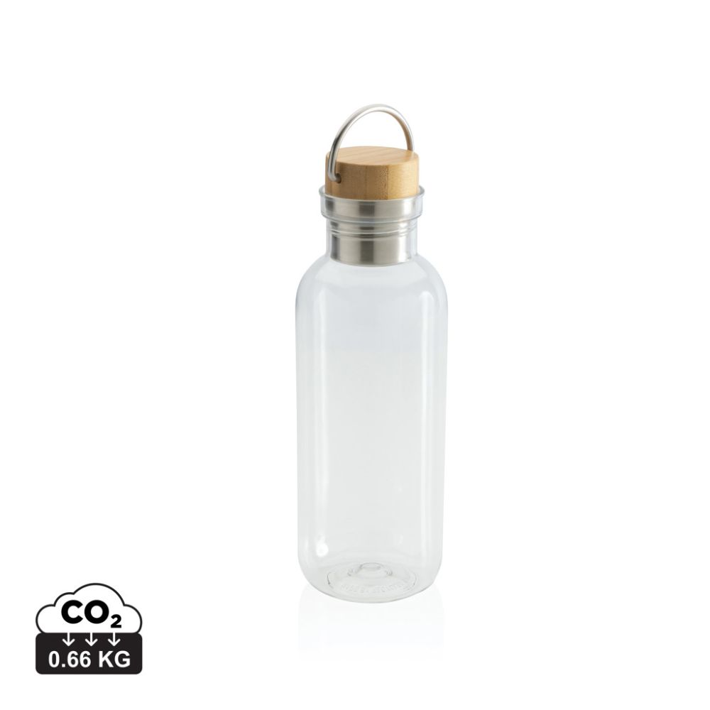 Pudele P433.26 no RCS rPET 680 ml ar bambusa vāciņu un jūsu logo