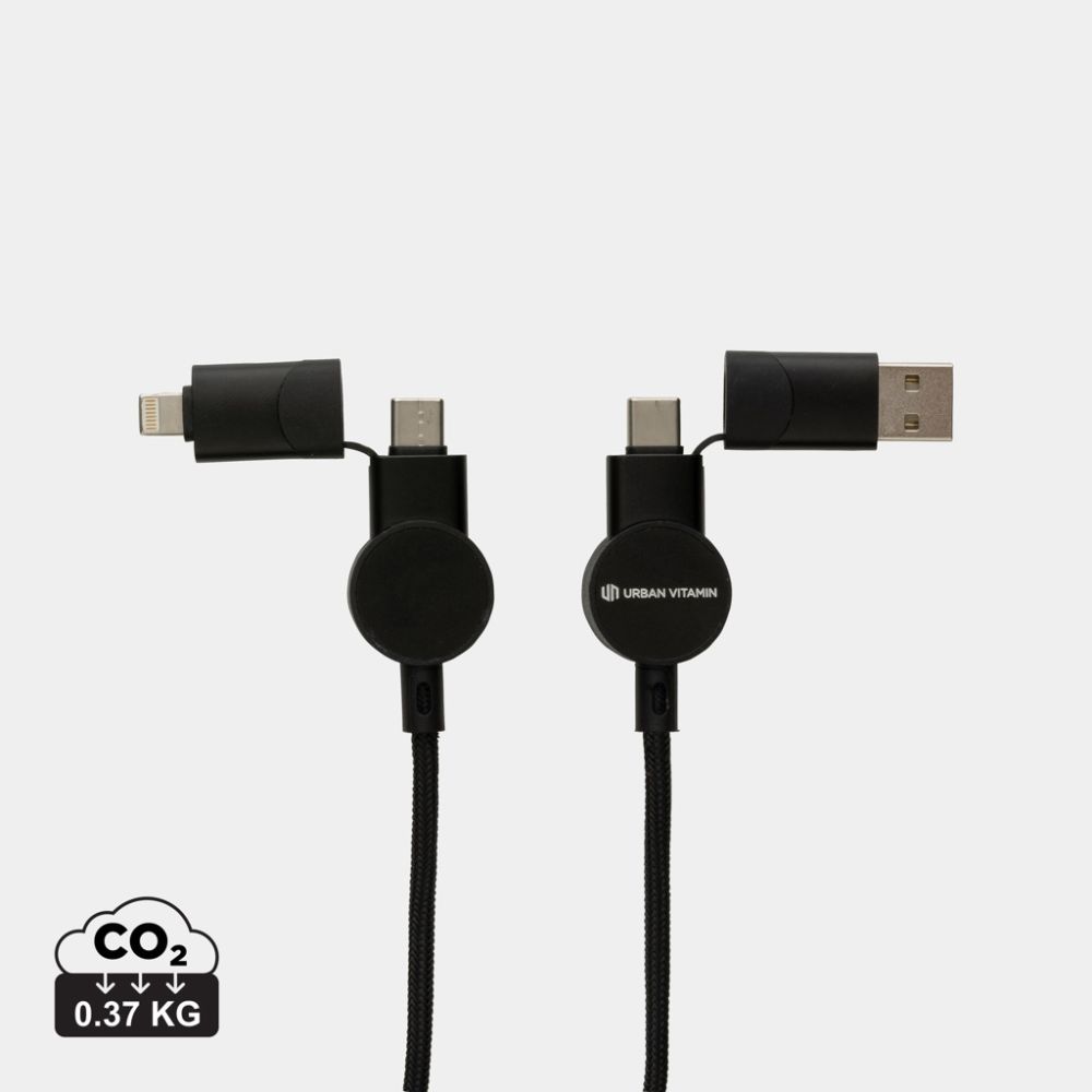 Oakland RCS 6-in-1 fast charging cable, 45 W, recycled plastic, with your logo