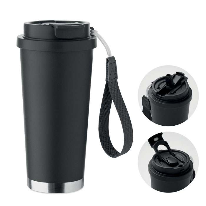 Double wall tumbler TOPAZ LARGE 500 ml, recycled steel, with your logo