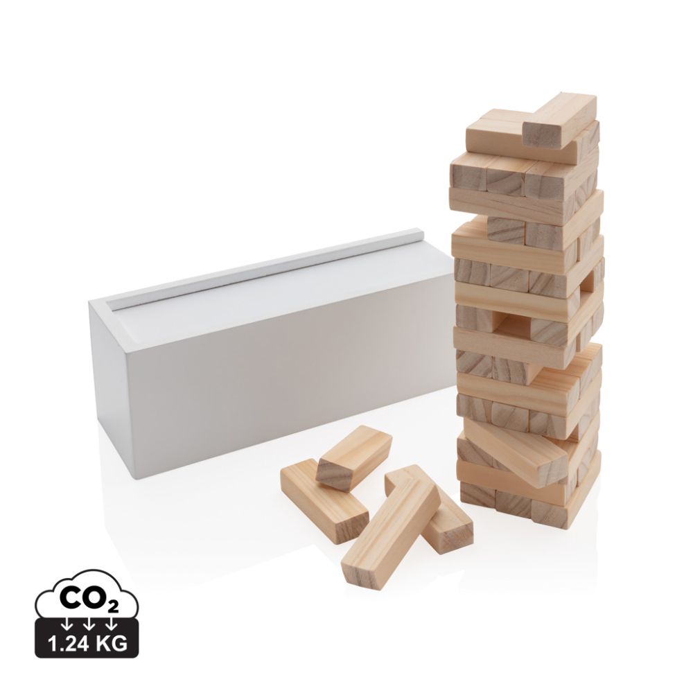 Krītošā torņa spēle Deluxe no FSC® koka, 48 klucīši, ar jūsu logo