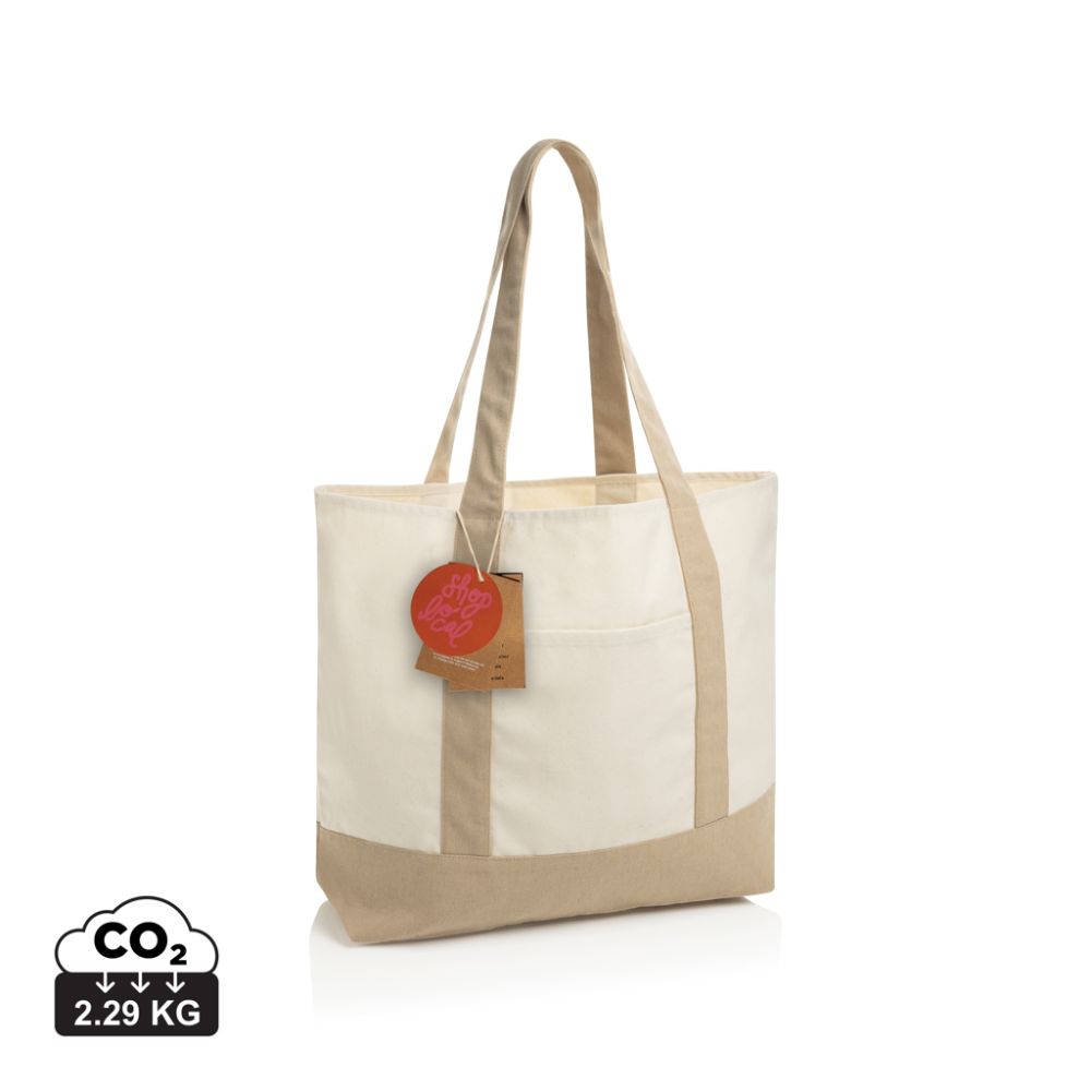 Tote bag SHOP LOCAL AWARE™ in recycled cotton canvas, 350 gsm, with your logo