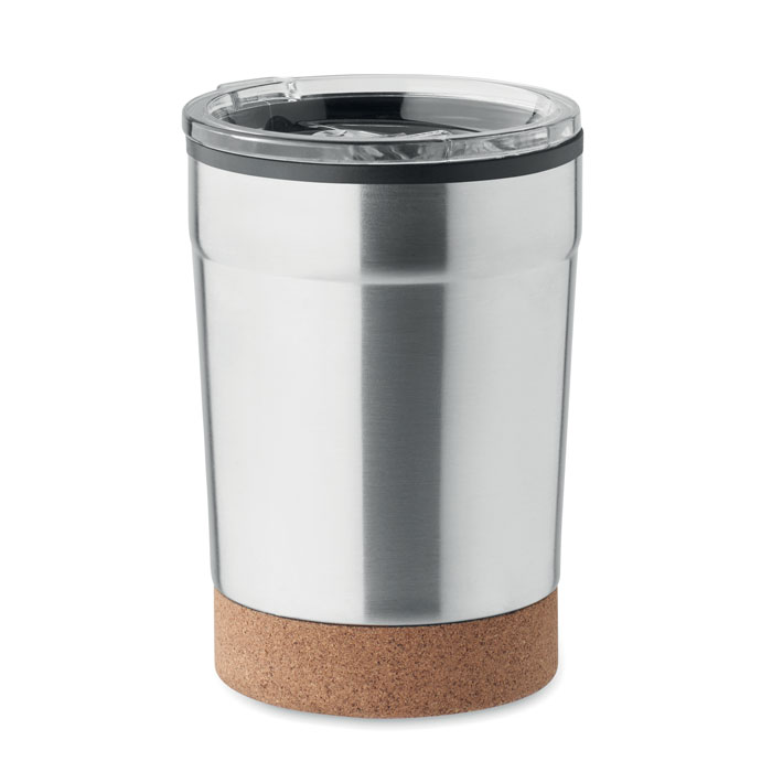 Double wall tumbler NOMU 300 ml with cork base, leak-proof lid with your logo